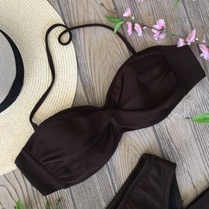 J. Crew Twist Bandeau Bikini 2 pc Set Brown size M